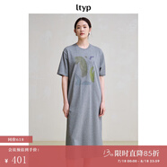 旅途原品（ltyp）t恤裙女直筒連衣裙連衣裙個(gè)性藝術(shù)印花休閑實(shí)穿短袖裙夏 深花灰-抽象油畫(huà) L