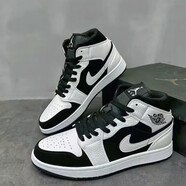 CLENIKEEDAir AJ1 喬1兔八哥高幫籃球鞋黑白熊貓芝加哥運(yùn)動(dòng)鞋 aj1高幫鉆石黑白熊貓 45