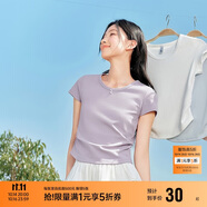 森馬（Semir）短袖t恤女短款緊身夏季圓領(lǐng)正肩上衣V領(lǐng)收腰套頭衫109324100003