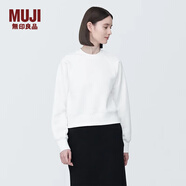 無印良品（MUJI）女式 緊密編織 運(yùn)動(dòng)衫 女士 女款 衛(wèi)衣 圓領(lǐng)短款春季女裝 上衣 白色 XL （165/92A）