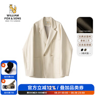 William fox&sons新復(fù)古回潮仿麂皮絨小西服男輕商務(wù)復(fù)古寬松易打理便西休閑西裝男 米白色（雙排扣） XL /52