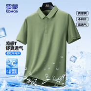 羅蒙（ROMON）短袖POLO衫男翻領(lǐng)中青年夏季商務(wù)休閑百搭純色上衣8827