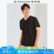 佐丹奴短袖t恤男針織純棉純色簡約基礎(chǔ)款舒適圓領(lǐng)體恤衫01023419 91黑色-V領(lǐng) XL