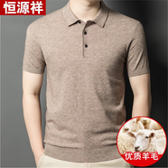 恒源祥精紡羊毛絨衫男士翻領(lǐng)衛(wèi)衣2025春秋新款長(zhǎng)袖男t恤針織毛衣打底衫 駝色 【新品羊毛短袖】 4XL 190【建議體重185-200斤】