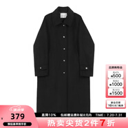 VEGA CHANG毛呢大衣女中長款2025冬新款愛心扣高級感外套 簡約黑（夾棉版） M
