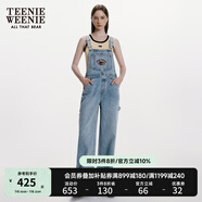 Teenie Weenie小熊女裝春裝休閑棉質(zhì)舒適牛仔褲背帶褲女士長褲 淺藍色 L (170)