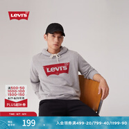 Levi's【特價(jià)來(lái)襲】李維斯情侶同款經(jīng)典寬松休閑logo套頭連帽衛衣 灰色 19622-0008 M