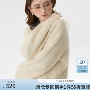 范思藍恩氣質(zhì)慵懶風馬海毛針織衫冬裝韓版圓領加厚毛衣上衣14386 燕麥色 S