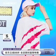 SuaMoment抓痕夏季情侶款短袖T恤側(cè)大爪印花寬松潮流牌體恤ins 粉色 M