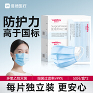 維德（WELLDAY）一次性成人醫(yī)用外科口罩三層防護防過敏透氣滅菌級獨立包裝100只