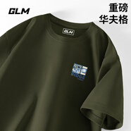 GLM華夫格短袖男款夏季寬松大碼重磅白色五分袖簡(jiǎn)約百搭圓領(lǐng)男士t恤