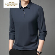 老爺車(chē)（LAOYECHE）長(cháng)袖T恤男冰絲純色翻領(lǐng)Polo夏季新品薄款中青年寬松半袖 118藏青 M