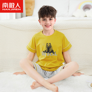 南極人男童睡衣七分褲短袖純棉夏季薄款兒童女寶大童中童男孩家居 色短袖七分褲 110 cm