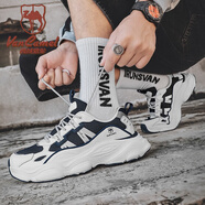 西域駱駝（VANCAMEL）品牌情侶戶(hù)外運動(dòng)跑步鞋男網(wǎng)面夜光時(shí)尚舒適老爹鞋男防滑耐磨男鞋 白藍 42