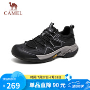 駱駝（CAMEL）踏山男士戶外登山復(fù)古網(wǎng)面休閑低幫徒步鞋 G14S342046 黑色 41