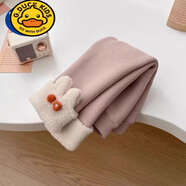 G.DUCKKIDS女孩加絨打底褲秋冬款外穿幼兒加厚一體絨保暖褲洋氣寶寶冬裝褲子 粉色 90建議身高80cm以下1-2歲