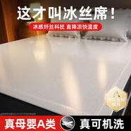 BANANUE【2025年小涼π】冰絲涼席子可機洗床笠床墊床單宿舍1.5mx1.8x2米 雪花灰丨冰絲涼感丨可機洗加厚款 150cm*200cm 丨床單款丨贈枕套*2
