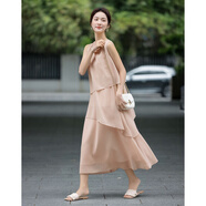 德瑪納【柔軟浸透】夏季輕薄仙女風(fēng)75D雪紡蛋糕裙無(wú)袖長(cháng)款女式連衣裙