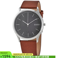 skagen男表Jorn棕色皮革表帶炭灰大氣簡(jiǎn)約表盤手表商務(wù)休閑北歐品牌禮物 only 41 mm