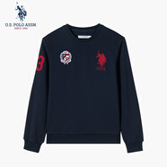 U.S. POLO ASSN.衛(wèi)衣男秋季圓領(lǐng)潮流寬松長(zhǎng)袖T恤男士休閑上衣男裝 藏藍(lán)色 XL 