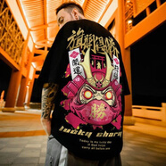 京濮飛夏季加大碼寬松短袖T恤男潮情侶嘻哈Tshirt 黑色 3XL