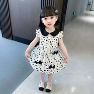 蓓馨貝（Beixinbei）女童裝連衣裙夏款女寶寶衣服洋氣中國風(fēng)裙子小女孩流蘇碎花旗袍裙 波點(diǎn)連衣裙 100 建議2歲左右