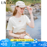 lagogo【涼感抗菌】索羅娜短袖T恤女拉谷谷夏季簡約圓領(lǐng)正肩上衣 米色(T2) M