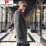 皮爾卡丹（pierre cardin）男士休閑毛呢西服套裝寬松韓版潮流秋冬季新款雅痞帥氣小西裝厚款 K04中長(cháng)西裝 灰色 2XL 【高質(zhì)感】