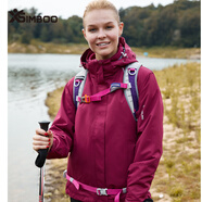 Simboo沖鋒衣男女潮牌三合一夾克外套秋冬硬殼防寒登山服戶外保暖防風衣 1855棗紅-女 2XL