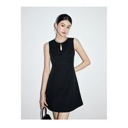 Mandy Zhang高級(jí)感鑲鉆黑色小香風(fēng)連衣裙女千金風(fēng)氣質(zhì)禮服背心裙子 耀夜黑 L