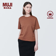 無印良品（MUJI）女式 天竺編織圓領(lǐng)短袖T恤上衣打底衫女款內(nèi)搭多巴胺女裝 棕色BB2P6C4S S (155/80A)