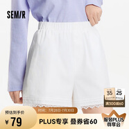 森馬（Semir）休閑褲女寬松松緊腰溫柔2025夏季甜美風(fēng)蕾絲花邊短褲109325125002