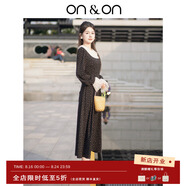 ON & ON/安乃安連衣裙女2025新款韓系睫毛蕾絲圓領(lǐng)高腰碎花長(cháng)袖長(cháng)裙女 黑色 M