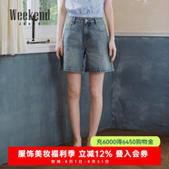 卓雅周末（JORYA weekend）25夏季新款復(fù)古做舊高腰直筒百慕大水洗牛仔短褲ERW2Y01C 灰藍(lán) S