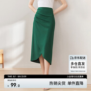 尚都比拉氣質(zhì)設(shè)計(jì)感半身裙女裝秋季開衩包臀裙顯瘦中長款裙子女 綠色 XL
