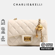 CHARLIE&KELLI CK品牌包包女包2025新款520情人節禮物鏈條菱格包小香風(fēng)單肩斜挎 白色鎏金無(wú)logo（紅色內里）