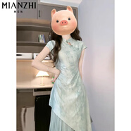 棉致新中式旗袍拼接連衣裙女夏季2025新款小個子暈染氣質(zhì)修身國風(fēng)長裙 6173圖片色【高品質(zhì)58】 M 90-100斤