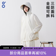 BODACHEL寬松防曬衣女冰絲風衣外套輕薄防曬服大碼防紫外線UPF50+短外套 【立領款】濡白 全帽可拆 M