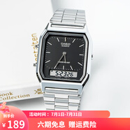 卡西歐（CASIO）手表 經(jīng)典方塊小金表時尚ins復(fù)古男表女表情侶表夜光電子表 AQ-230A-1D 30mm表盤男款