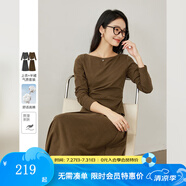 梵希蔓氣質通勤套裝裙女2025年春秋新款收腰上衣傘裙子洋氣兩件套 M8577 棕咖色 XL