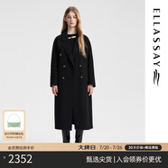 歌力思（ELLASSAY）【博主同款】秋冬新款綿羊毛安可拉紅雙面呢毛呢大衣B-D003 經(jīng)典黑 M
