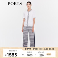 PORTS寶姿商場同款早秋新款女裝Logo系帶裝飾針織上衣LD9K712LKE017 奶白色 M