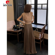 皮爾卡丹洋氣時(shí)尚套裝女裝夏裝搭配一整套高冷御姐風(fēng)闊腿褲兩件套氣質(zhì)名媛 淺卡其色上衣 S 40/45kg