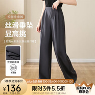 歐莎（OSA）知性通勤高腰直筒西裝褲闊腿褲女2025年秋新款寬松直筒拖地褲女 灰色 2XL