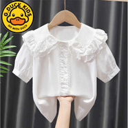 G.duck兒童TUTU裙女童半身裙蓬蓬裙2025新款寶寶公主裙網(wǎng)紗裙舞蹈突突裙 搭配兔兔裙 大翻領(lǐng) 短袖襯衫 110 尺碼適合100cm左右）