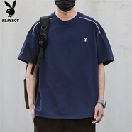 花花公子（PLAYBOY）短袖T恤男夏季男士休閑衣服寬松純棉半袖潮流打底衫