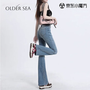 OLDER SEA微喇牛仔褲女夏季款2025年新款高腰復(fù)古顯瘦喇叭馬蹄褲子女 懷舊藍(lán) M