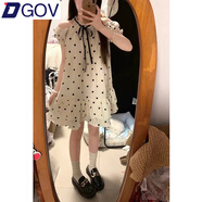 DGOV法式甜美露肩波點(diǎn)連衣裙女夏季2025新款小個(gè)子氣質(zhì)蓬蓬短裙娃娃裙 裙子 M 45/55kg
