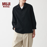 無(wú)印良品（MUJI） 男女通用法蘭絨開(kāi)領(lǐng)襯衫長(zhǎng)袖休閑百搭襯衣外套純棉全棉ACA71A1A 黑色 XXS-XS 150/72A