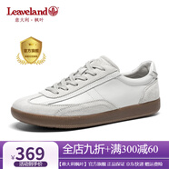 楓葉（leaveland）意大利男鞋2025新品真牛皮復(fù)古情侶款德訓(xùn)鞋戶外男士運(yùn)動(dòng)休閑板鞋 【2.0防潑水】白色（皮鞋碼） 46